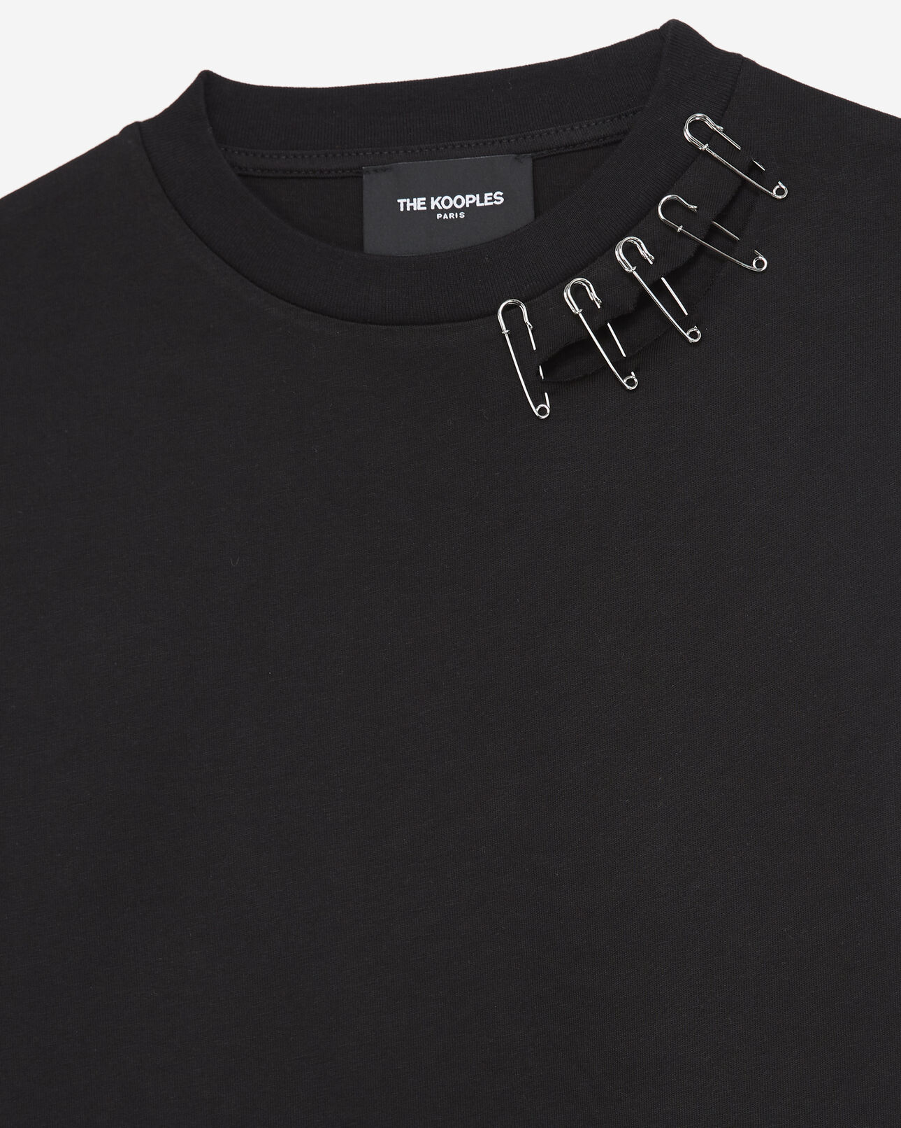 The Kooples MUJER BLACK camiseta negra algodón detalles imperdibles
