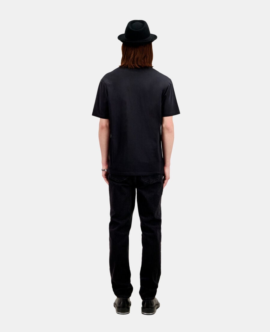 The Kooples HERREN BLACK schwarzes t-shirt mit vintage-skull-stickerei