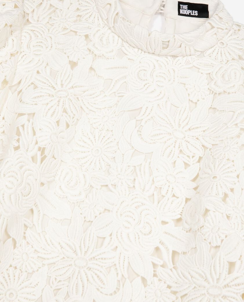 The Kooples DAMEN ECRU kurzes kleid aus ecrufarbener blumenspitze