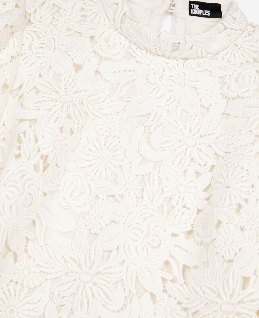 The Kooples DAMEN ECRU kurzes kleid aus ecrufarbener blumenspitze