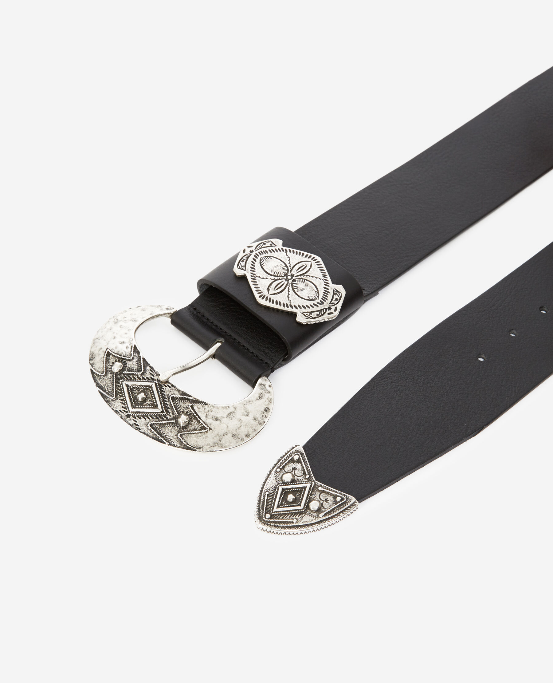 Ceinture noire boucle ronde sale
