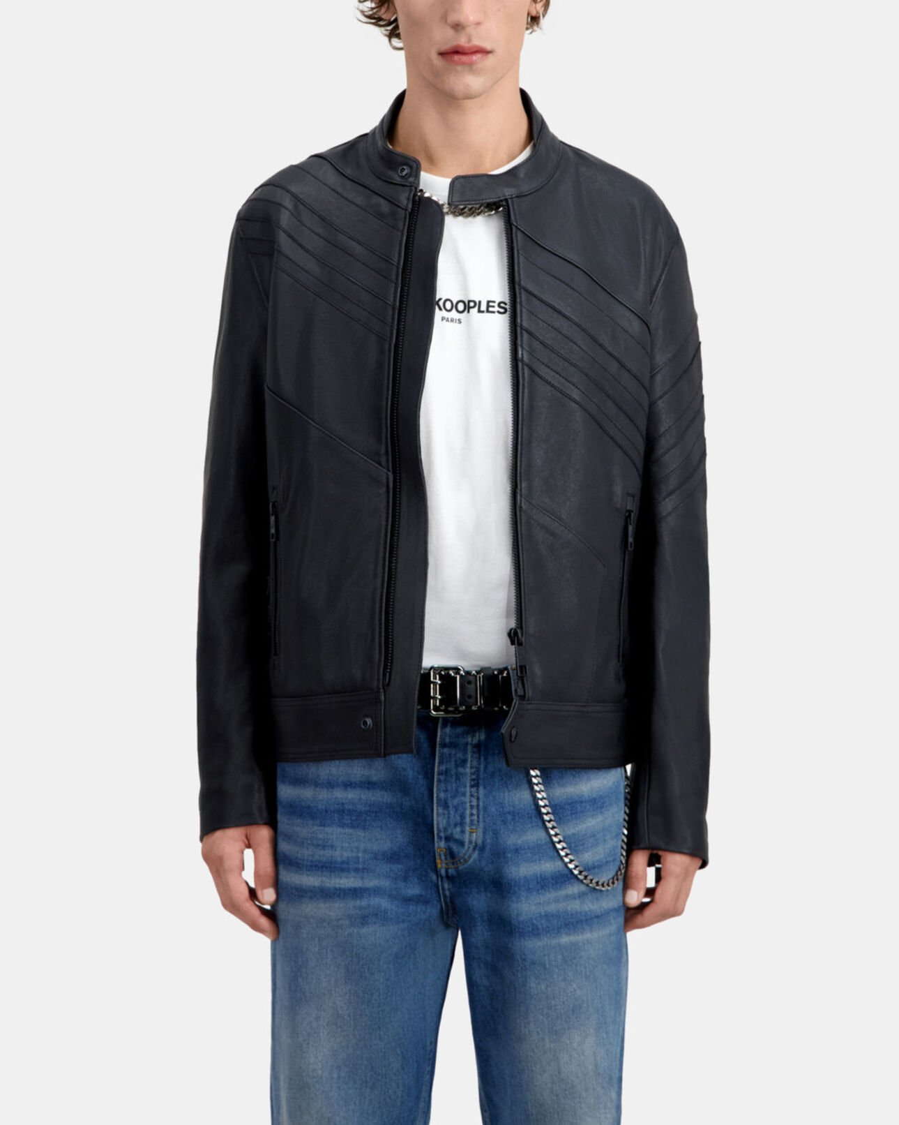 The Kooples HERREN BLACK schwarze bikerjacke aus leder