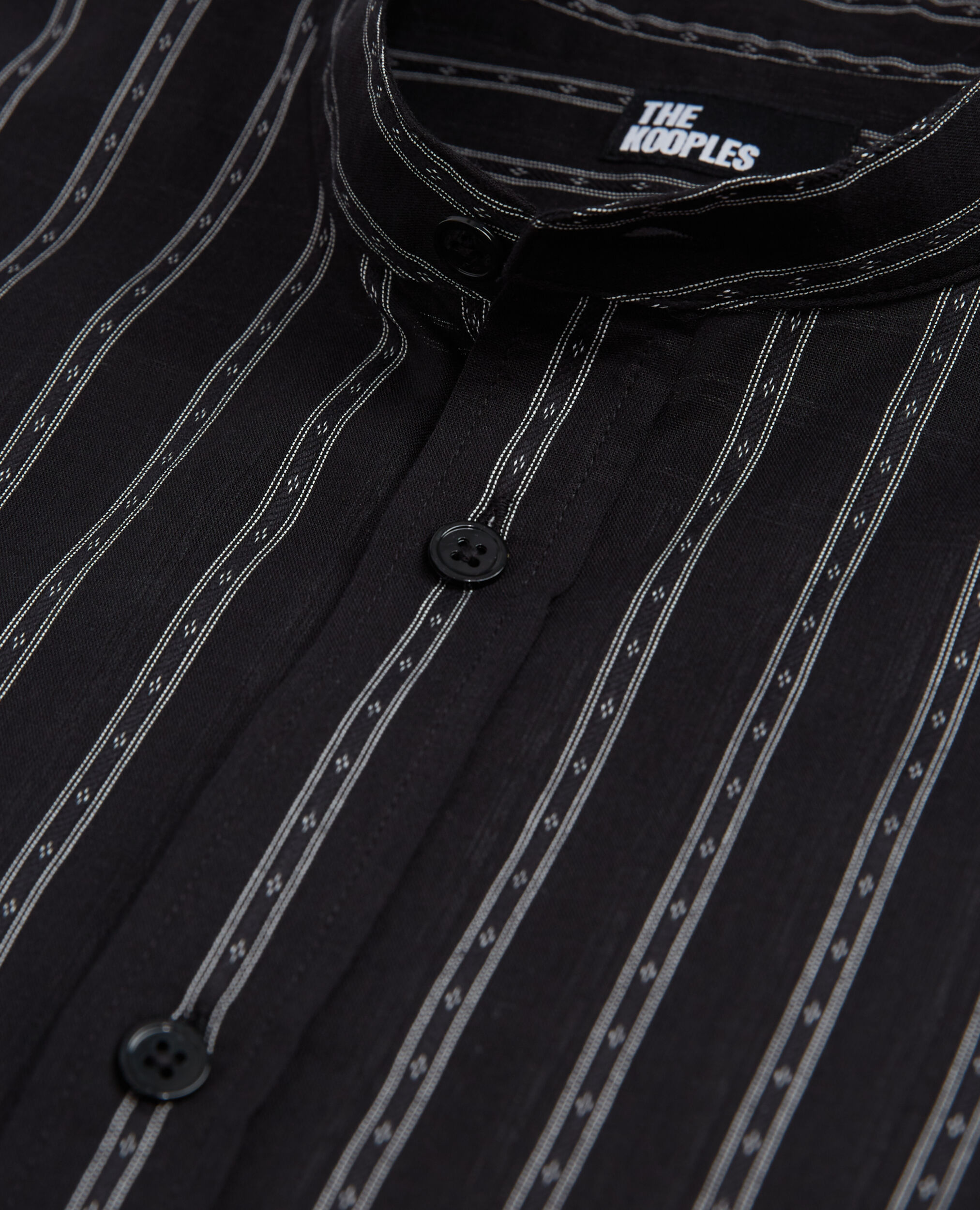 Black striped shirt with officer collar, BLACK, hi-res image number null