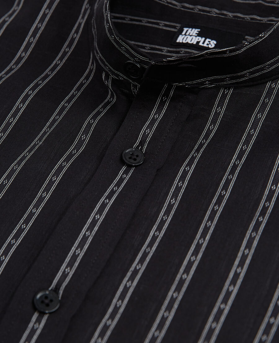 black striped shirt with officer collar