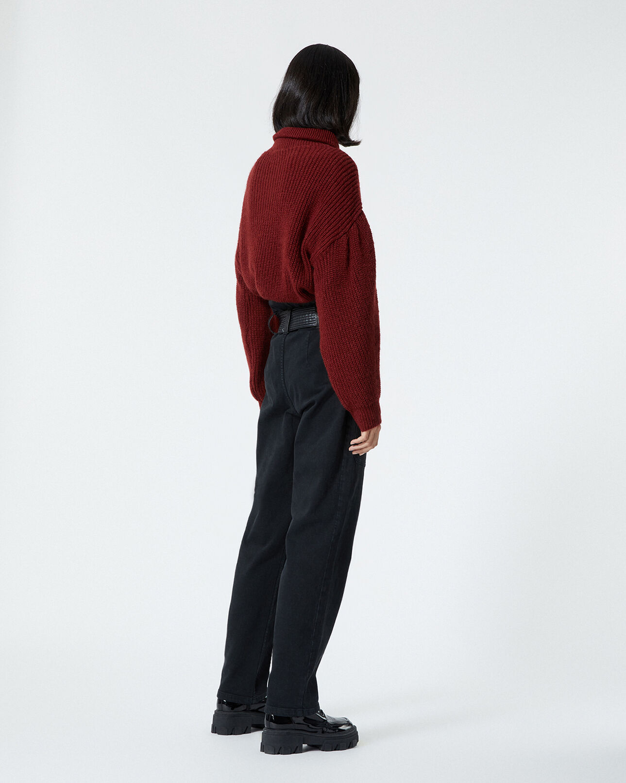 The Kooples DAMEN BORDEAUX roter pullover mit reißverschluss-kragen