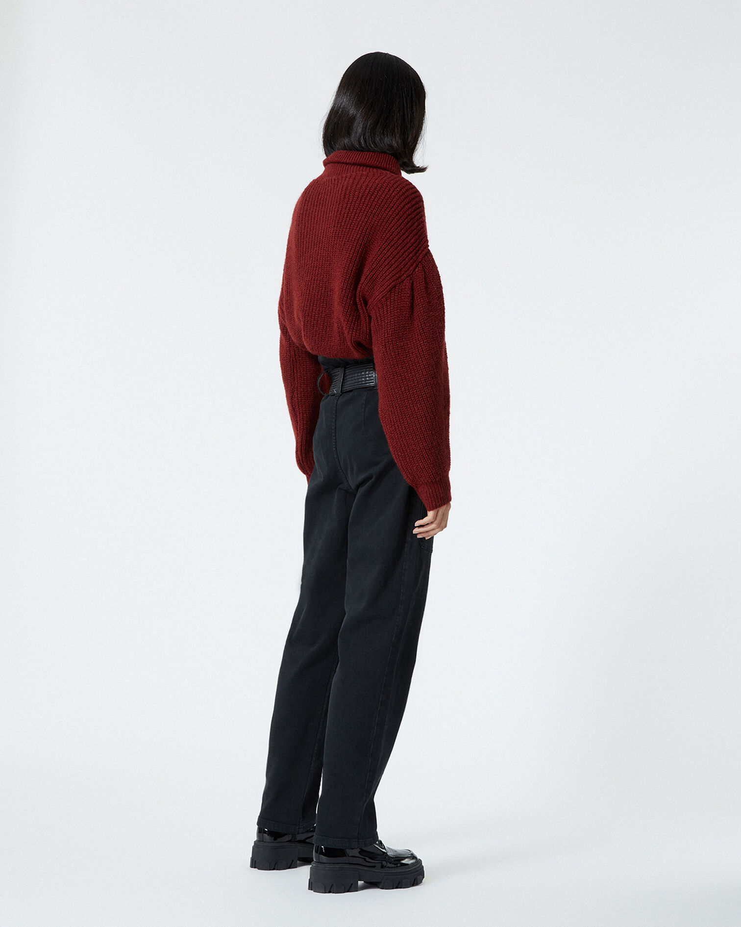 Roter Pullover mit Reißverschluss-Kragen, BORDEAUX, hi-res image number null