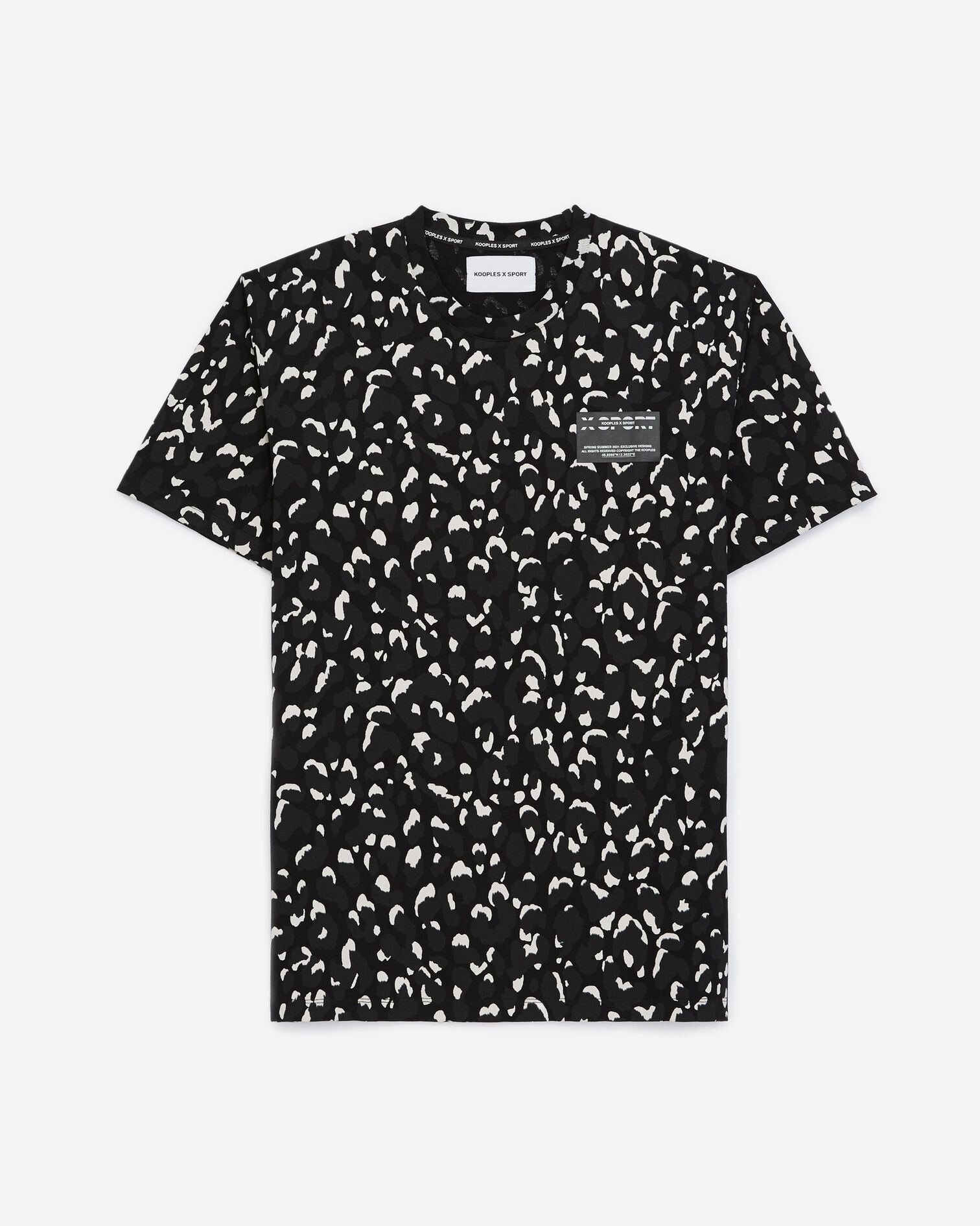T-shirt noir et blanc coton imprimé, BLACK WHITE, hi-res image number null