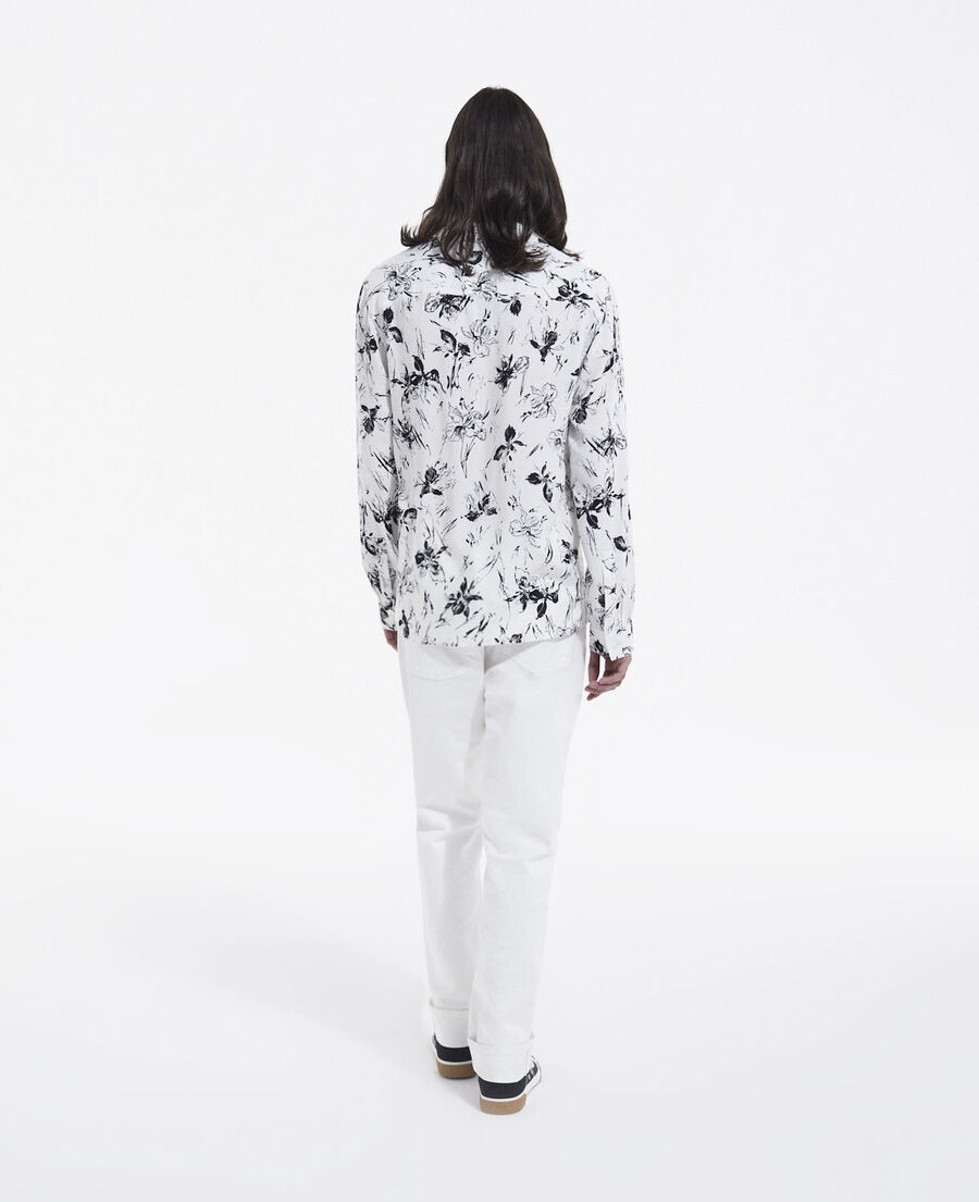 men's white shirt with floral print