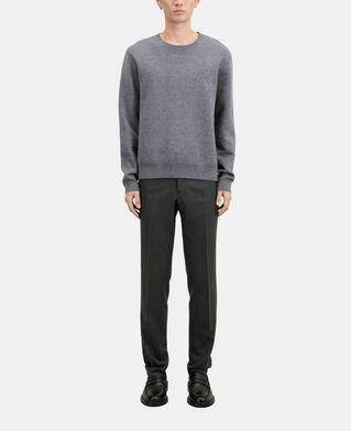 The Kooples HOMME MELANGE GREY pull en laine mélangée avec broderie gris