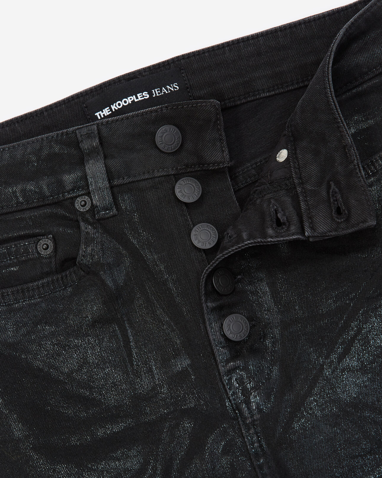 The Kooples FEMME BLACK jean noir enduit à boutons apparents