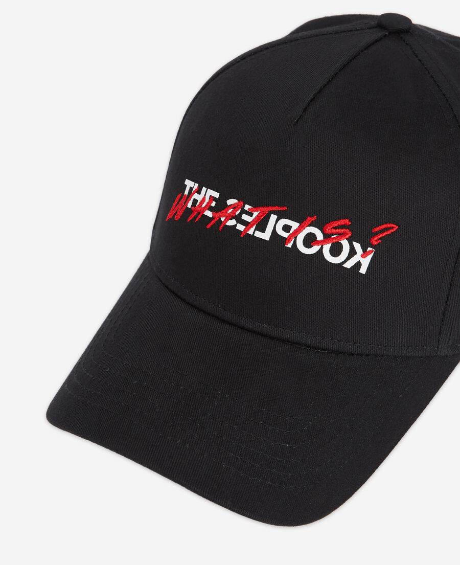 black cotton cap with logo, the kooples