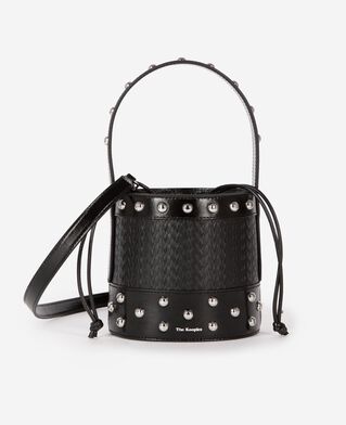 The Kooples WOMEN BLACK studded bucket bag, black