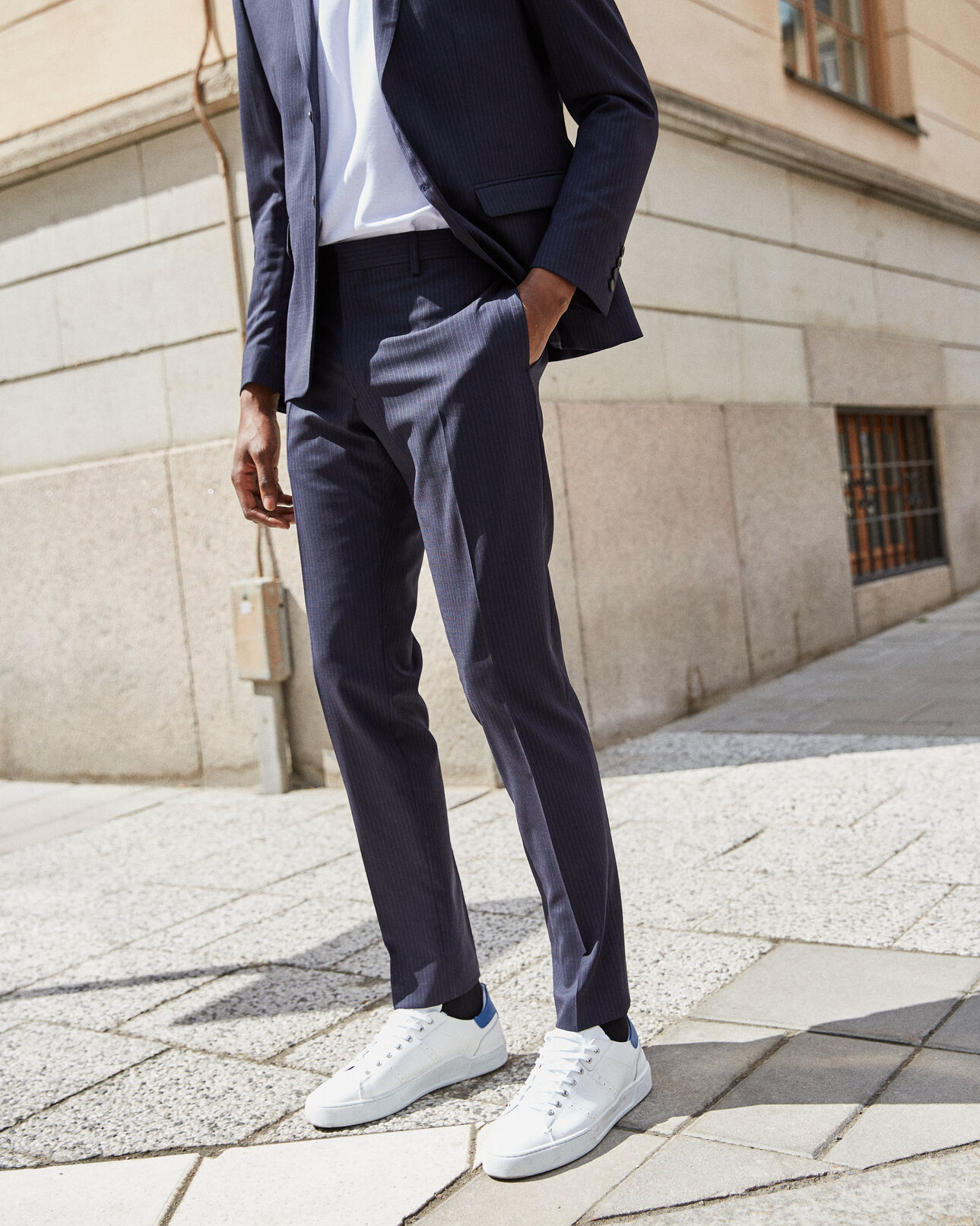 The Kooples MEN NAVY navy blue wool striped pants