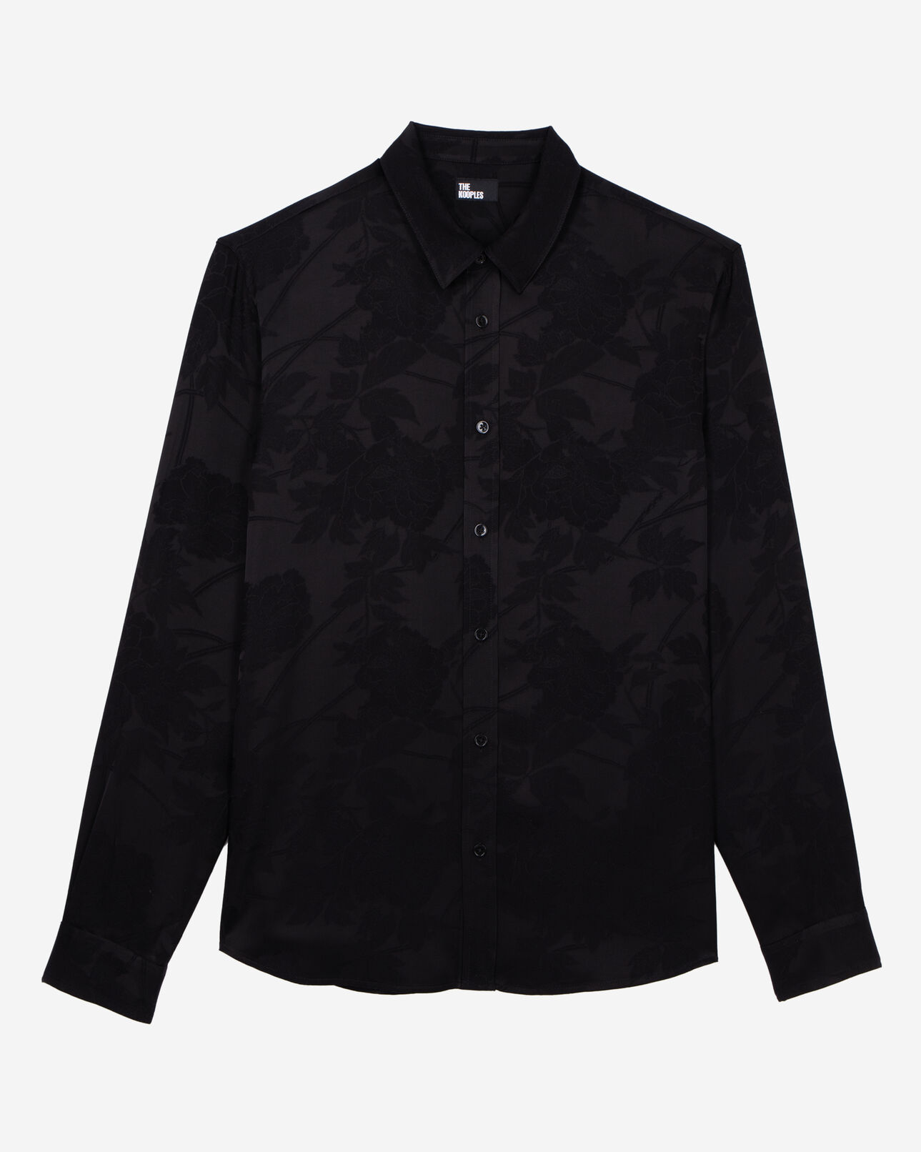 The Kooples HOMME BLACK chemise jacquard à fleurs noire
