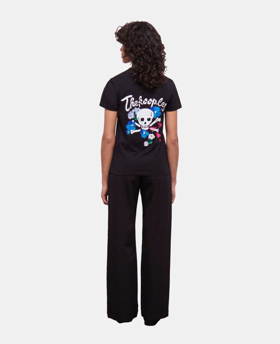 t-shirt femme noir avec broderies