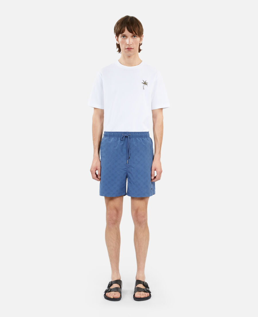 The Kooples H MIDDLE NAVY navy blue monogram swim shorts