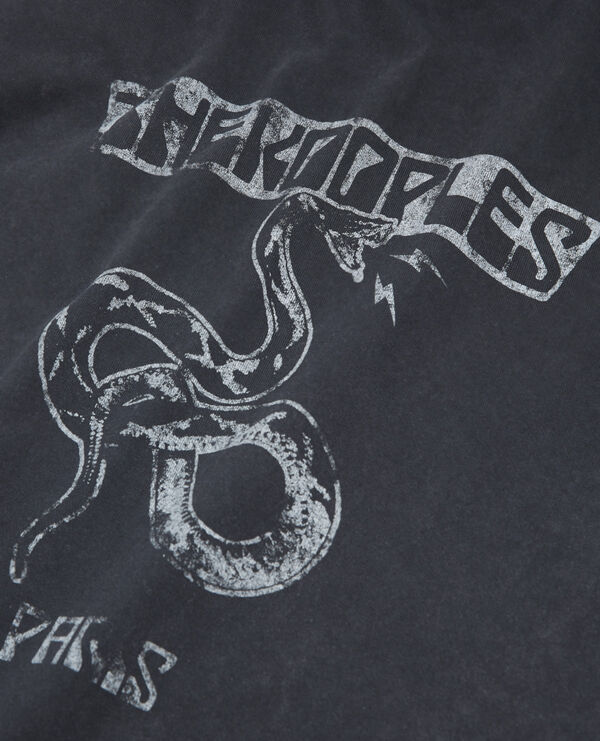 t-shirt noir coton imprimé serpent