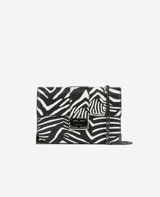 The Kooples WOMEN BLACK / WHITE medium emily zebra-print clutch bag