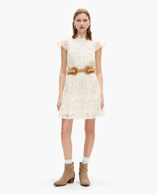 The Kooples MUJER ECRU vestido corto de encaje crudo