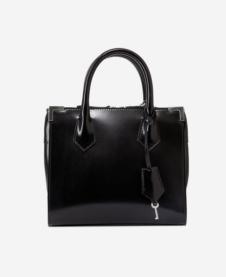 medium ming bag in black patent leather