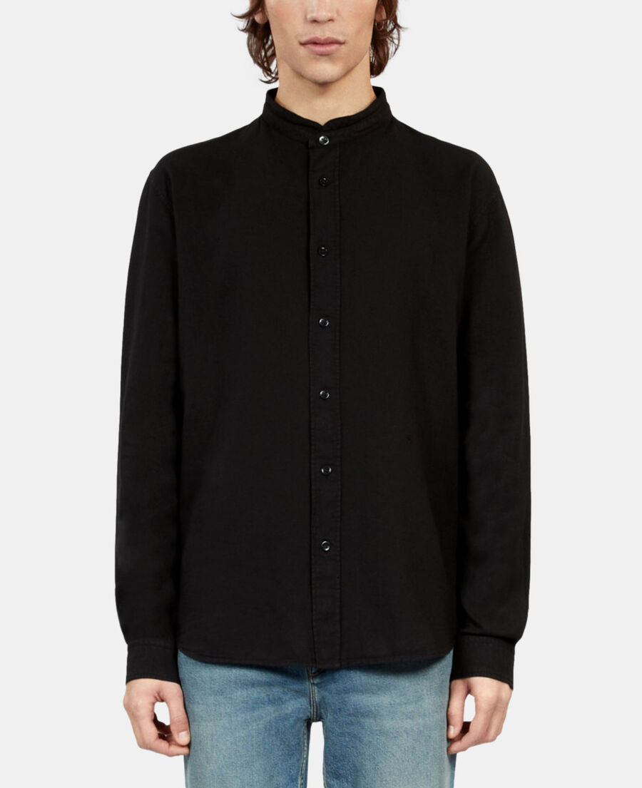 The Kooples HOMME BLACK chemise en coton et lin noire