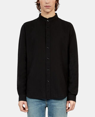 The Kooples HOMME BLACK chemise en coton et lin noire