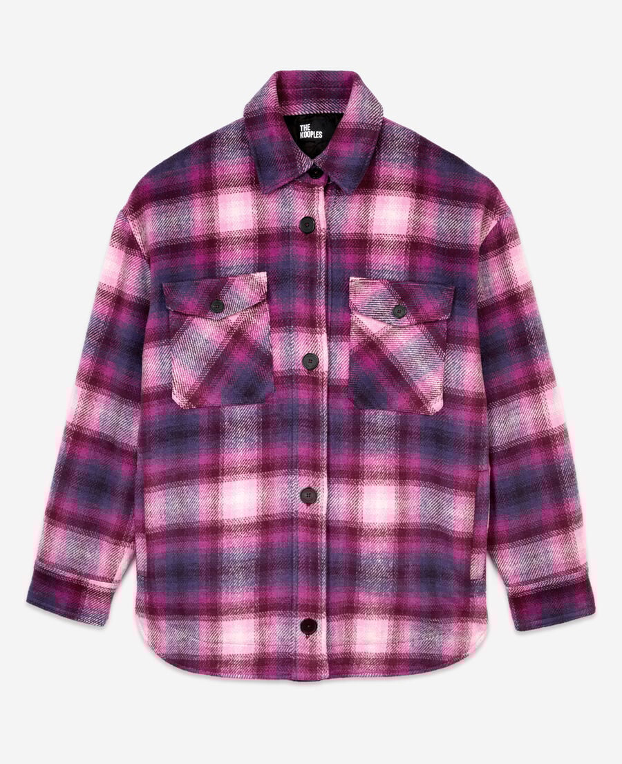 The Kooples FEMME BABY PINK / CASSIS blouson style surchemise à carreaux rose