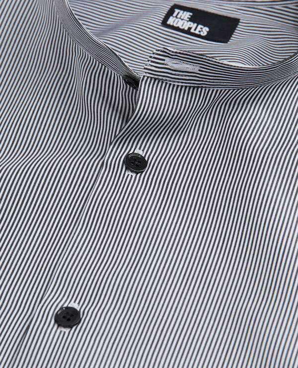 The Kooples MEN BLACK WHITE slim-fit striped shirt with officer collar