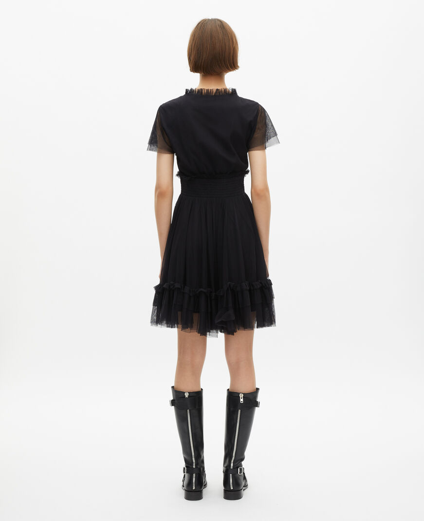 The Kooples FEMME BLACK robe courte en tulle noire
