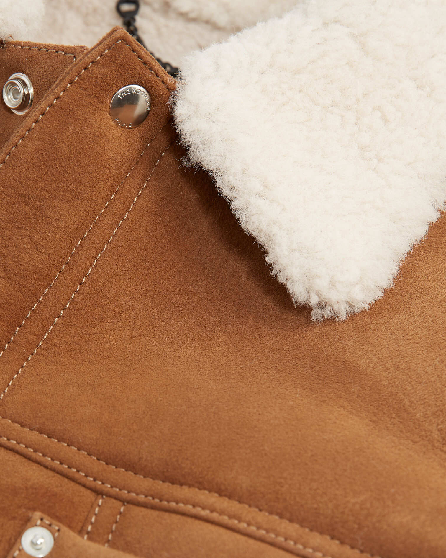 Beige suede jacket with sheepskin collar, BEIGE, hi-res image number null