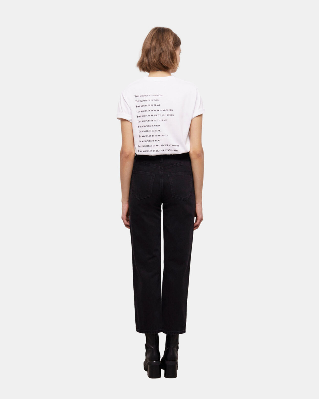 The Kooples FEMME BLACK WASHED jean droit noir