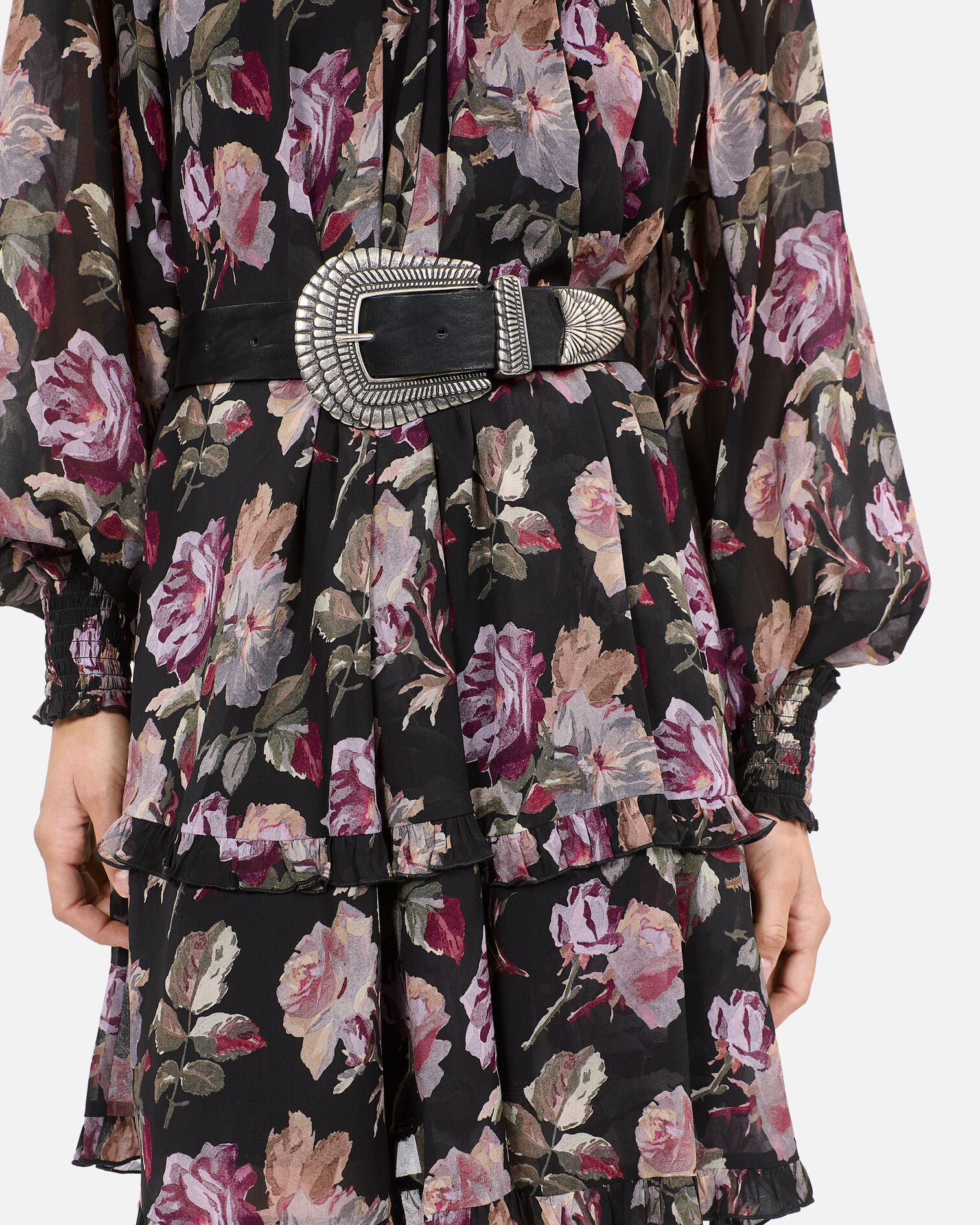 Ceinture en cuir noir, BLACK, hi-res image number null