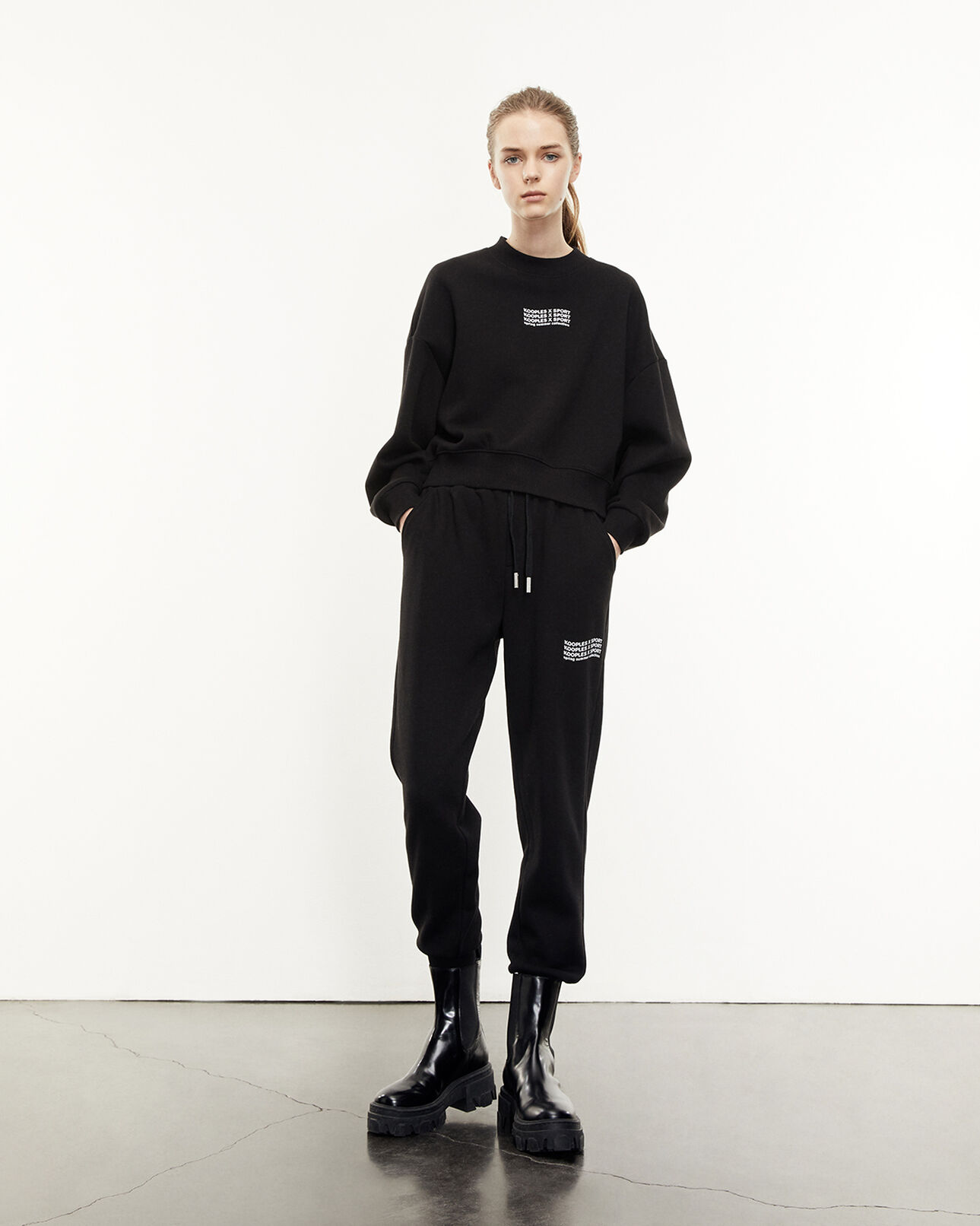 The Kooples FEMME BLACK sweat noir à logo vague contrasté