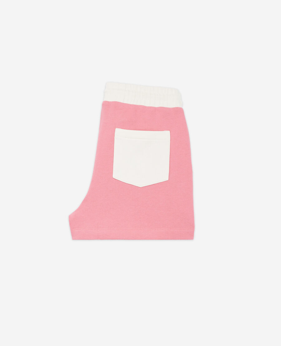 short rose et écru coton modal à logo