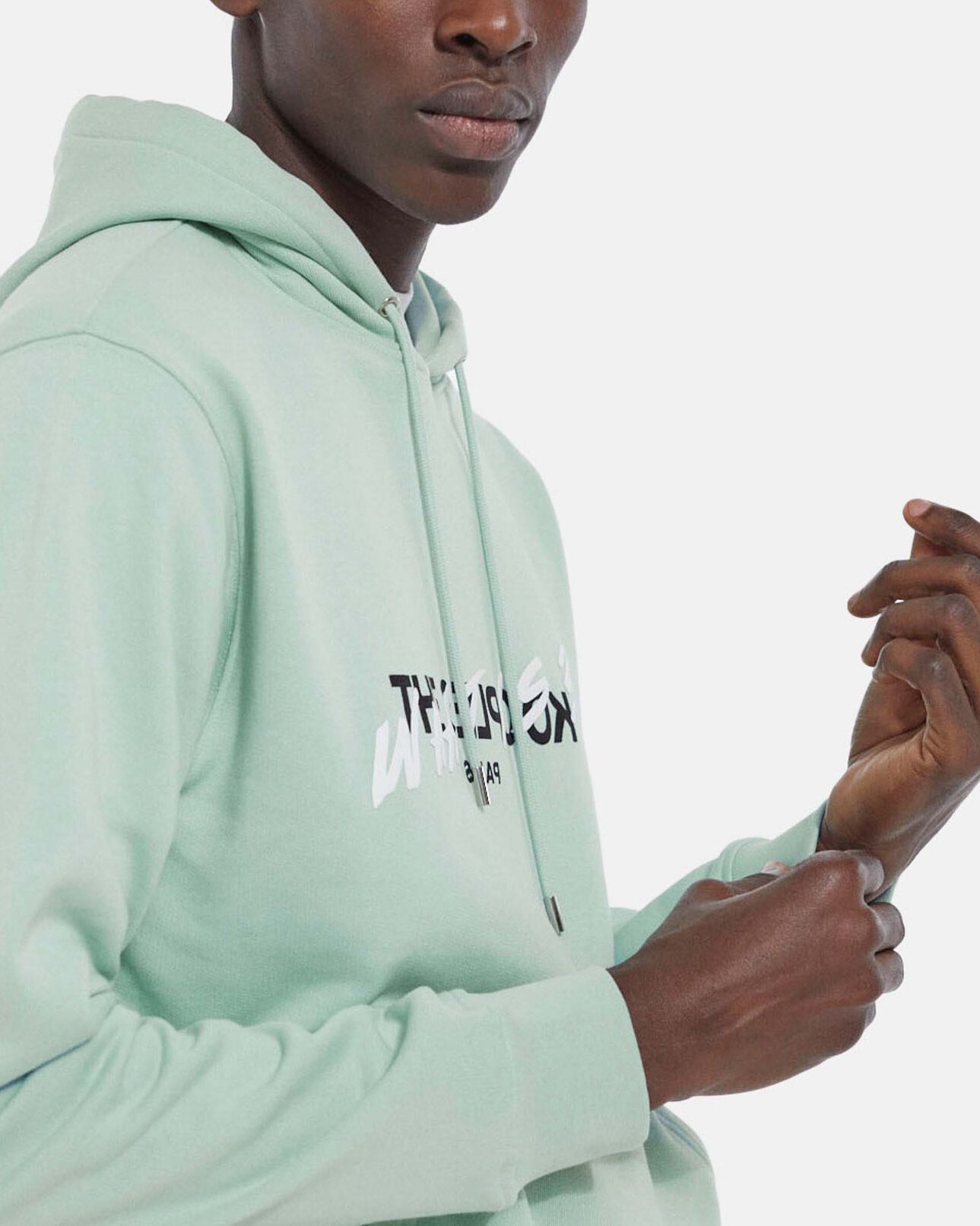 The Kooples HOMME GRIS BLEU sweat gris capuche détail what is the kooples