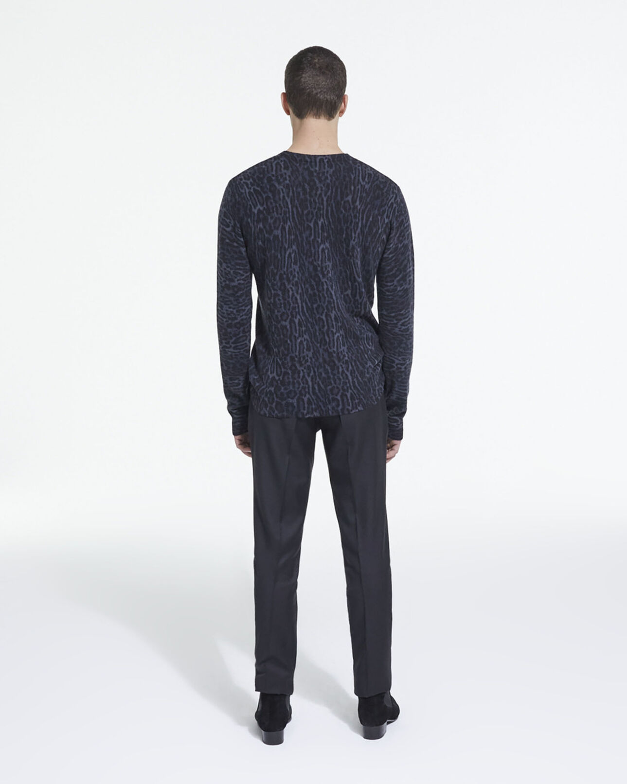 The Kooples HOMBRE BLACK GREY jersey cachemira leopardo