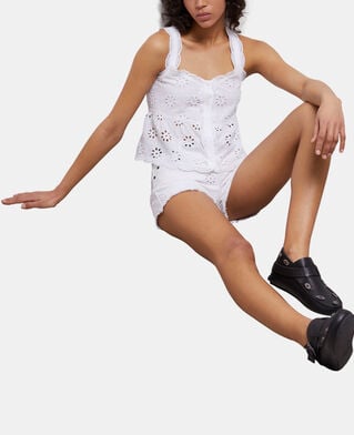 The Kooples WOMEN WHITE short white top with broderie anglaise