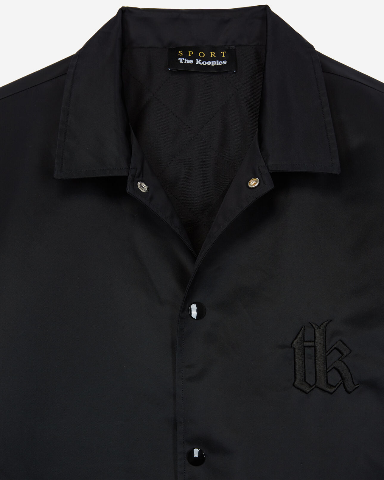 The Kooples HOMME BLACK blouson satin noir broderie logo the kooples sport