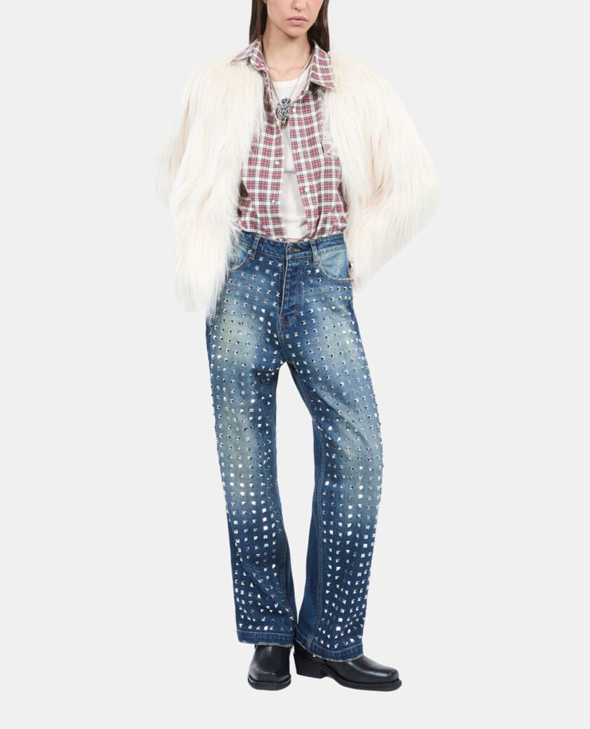 The Kooples WOMEN BLUE ELECTRIC blue straight studded jeans