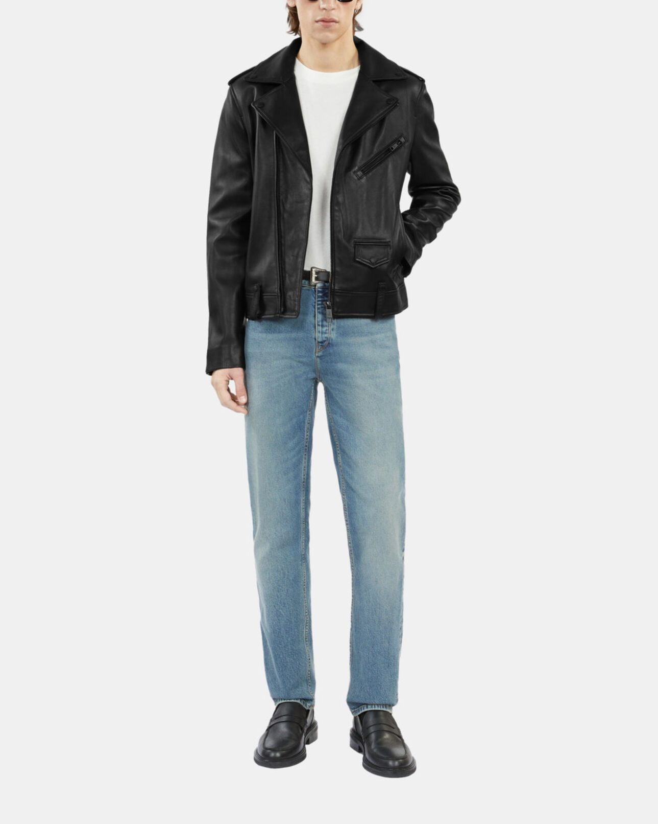 The Kooples HERREN BLACK schwarze biker-jacke aus leder