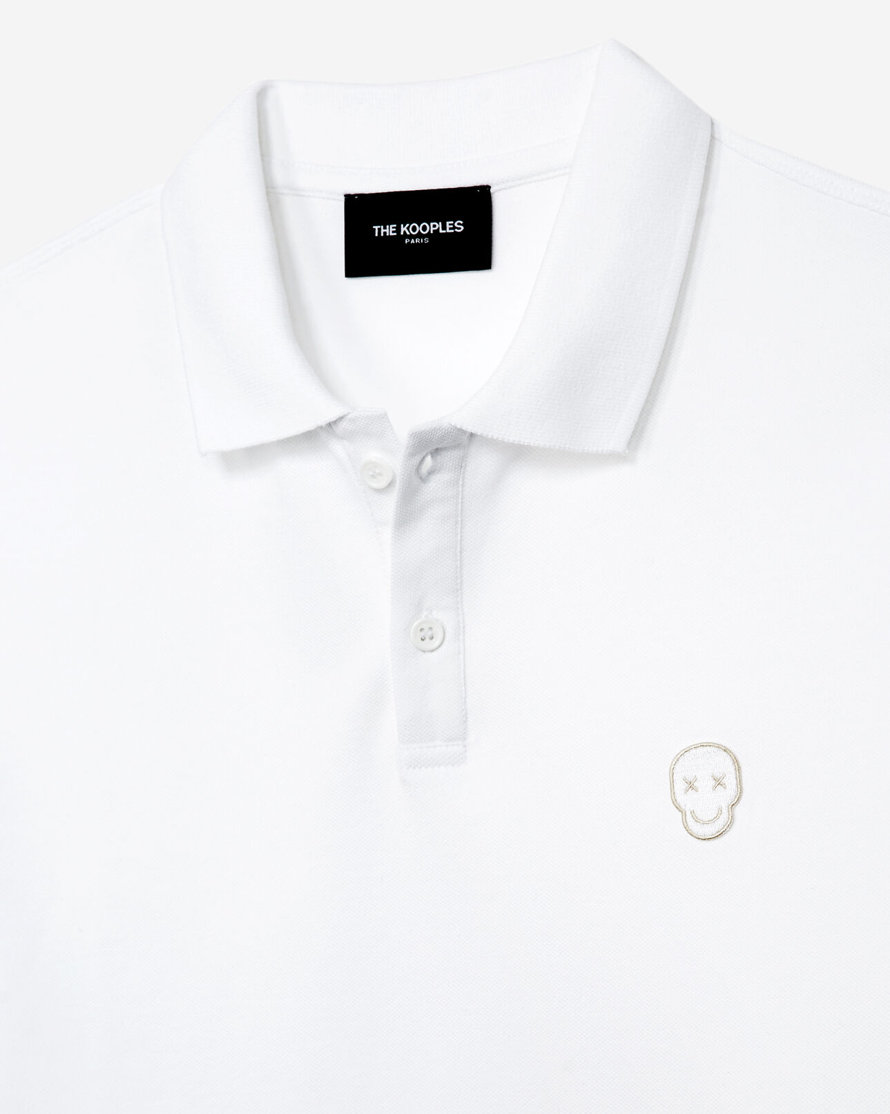 The Kooples HOMME WHITE polo blanc col classique à détail brodé