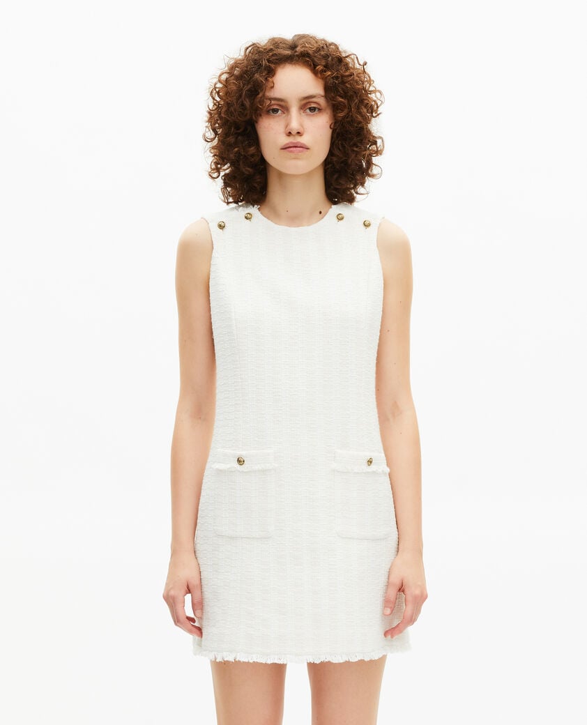 The Kooples F ECRU short dress in ecru tweed