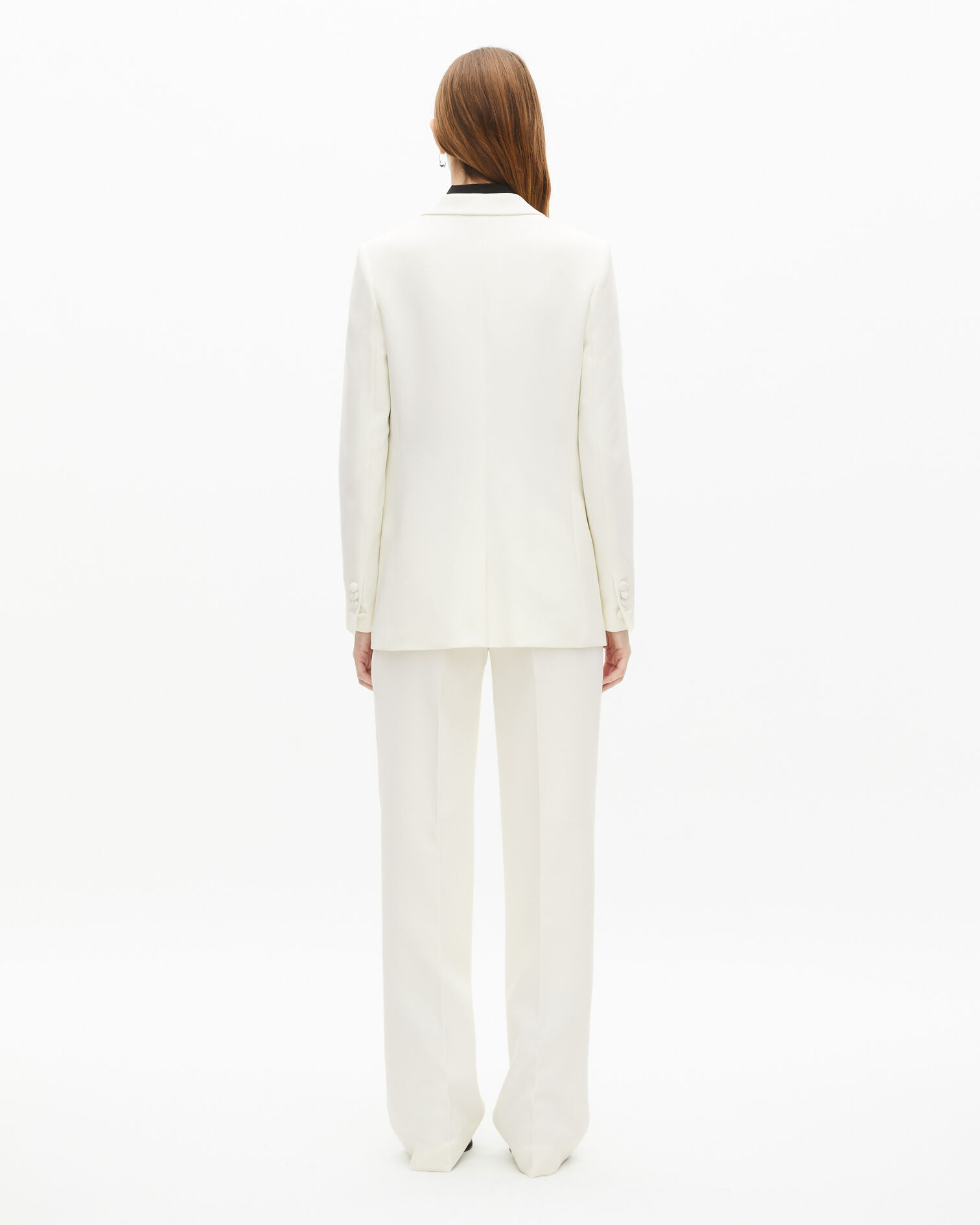 Ecru crepe suit jacket straight cut, ECRU, hi-res image number null