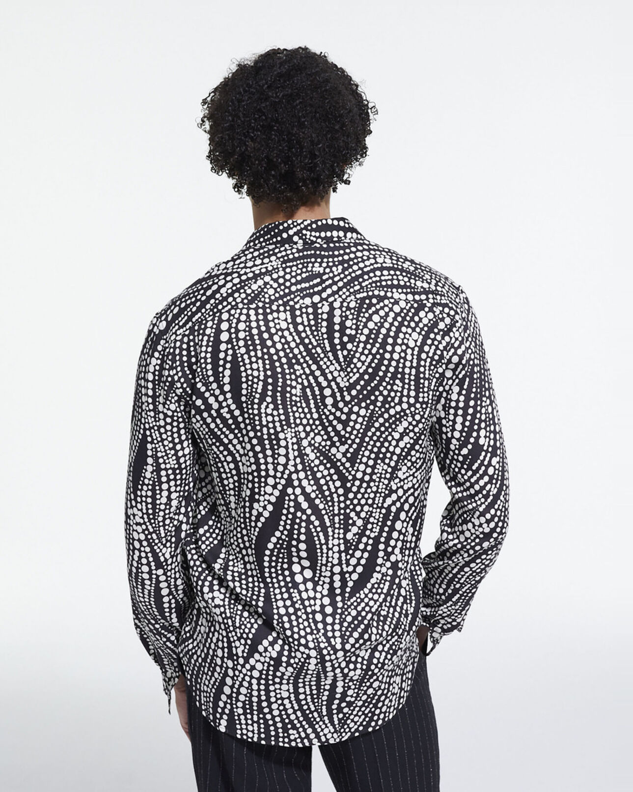 The Kooples MEN BLACK WHITE printed shirt with classic collar