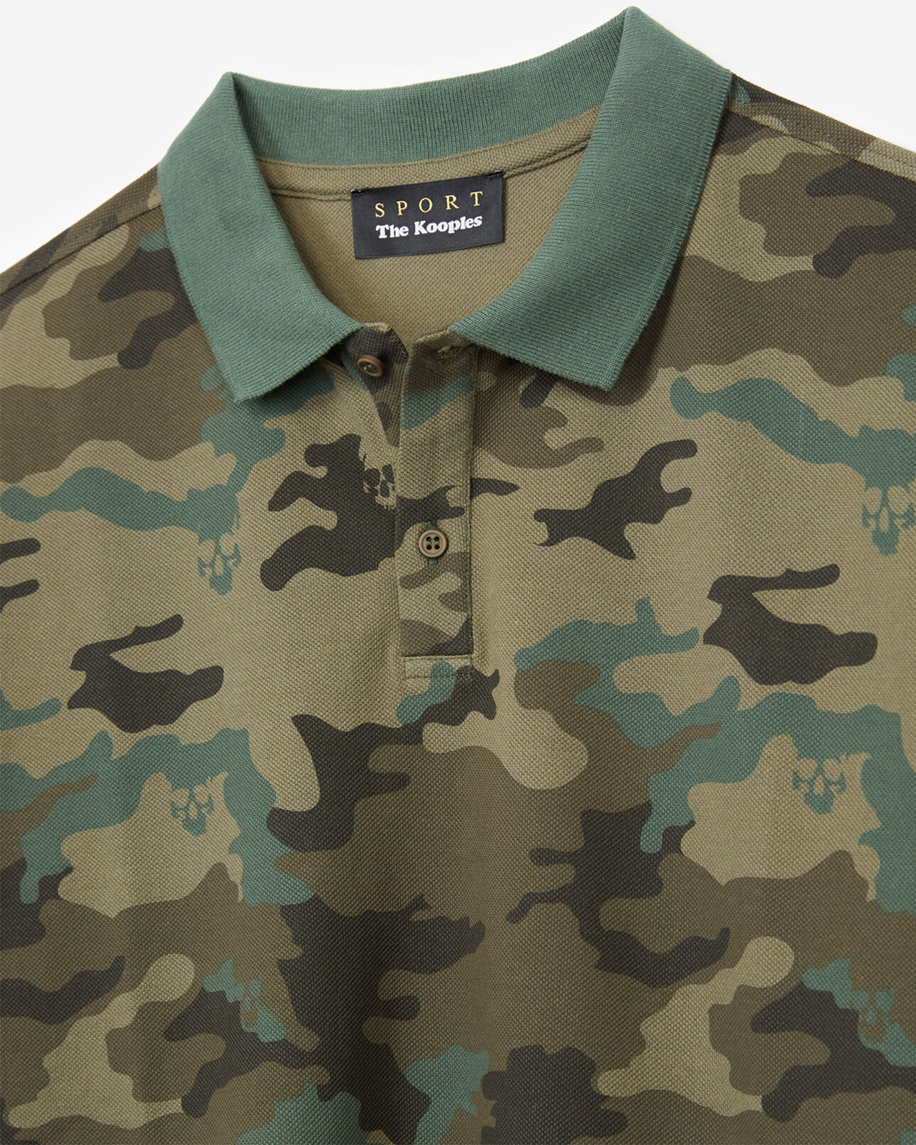 The Kooples MEN KAKI cotton piqué polo with camouflage print