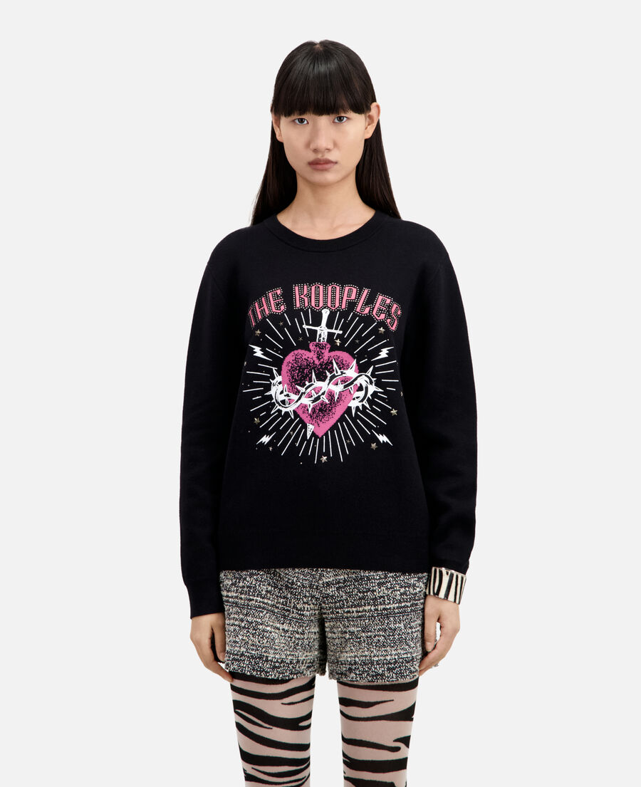 dagger through heart black jumper with stars