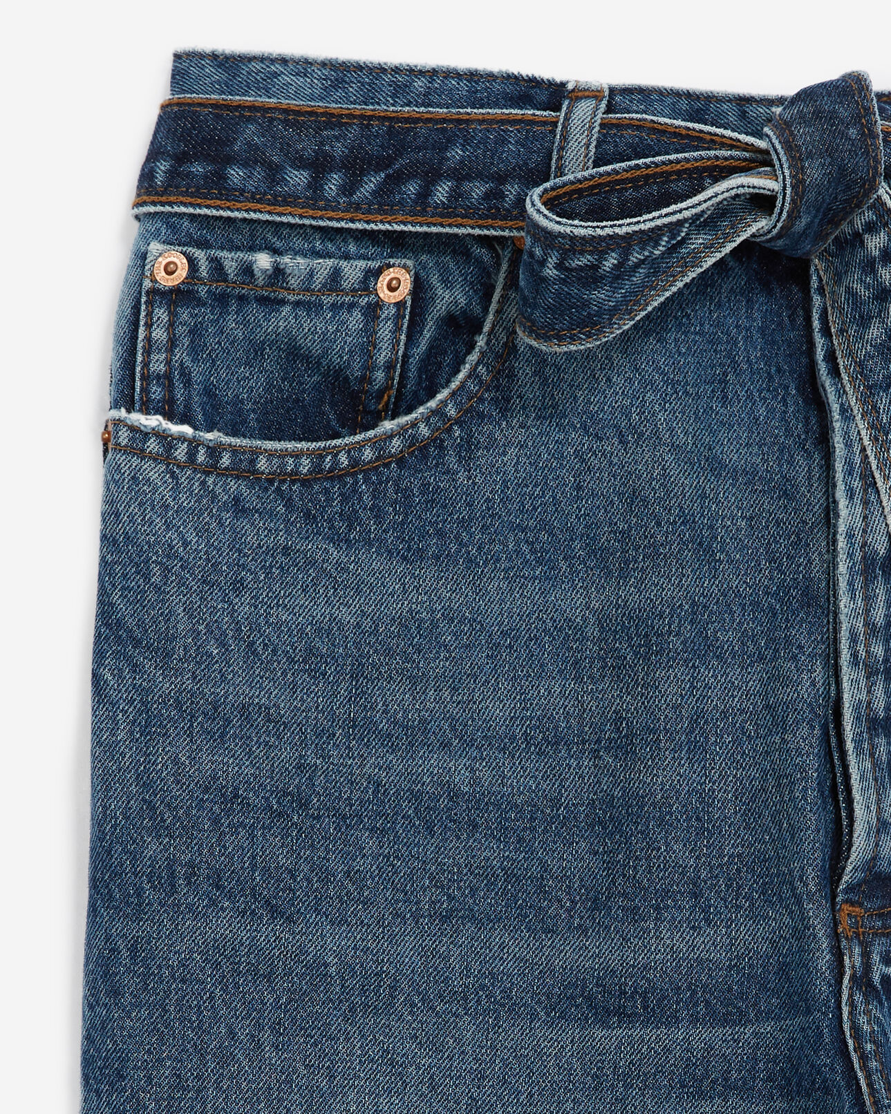 The Kooples MEN BLUE DENIM faded blue jeans with removable belt