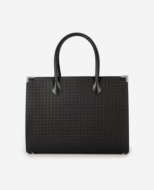 The Kooples WOMEN BLACK ming l tote bag in black woven leather