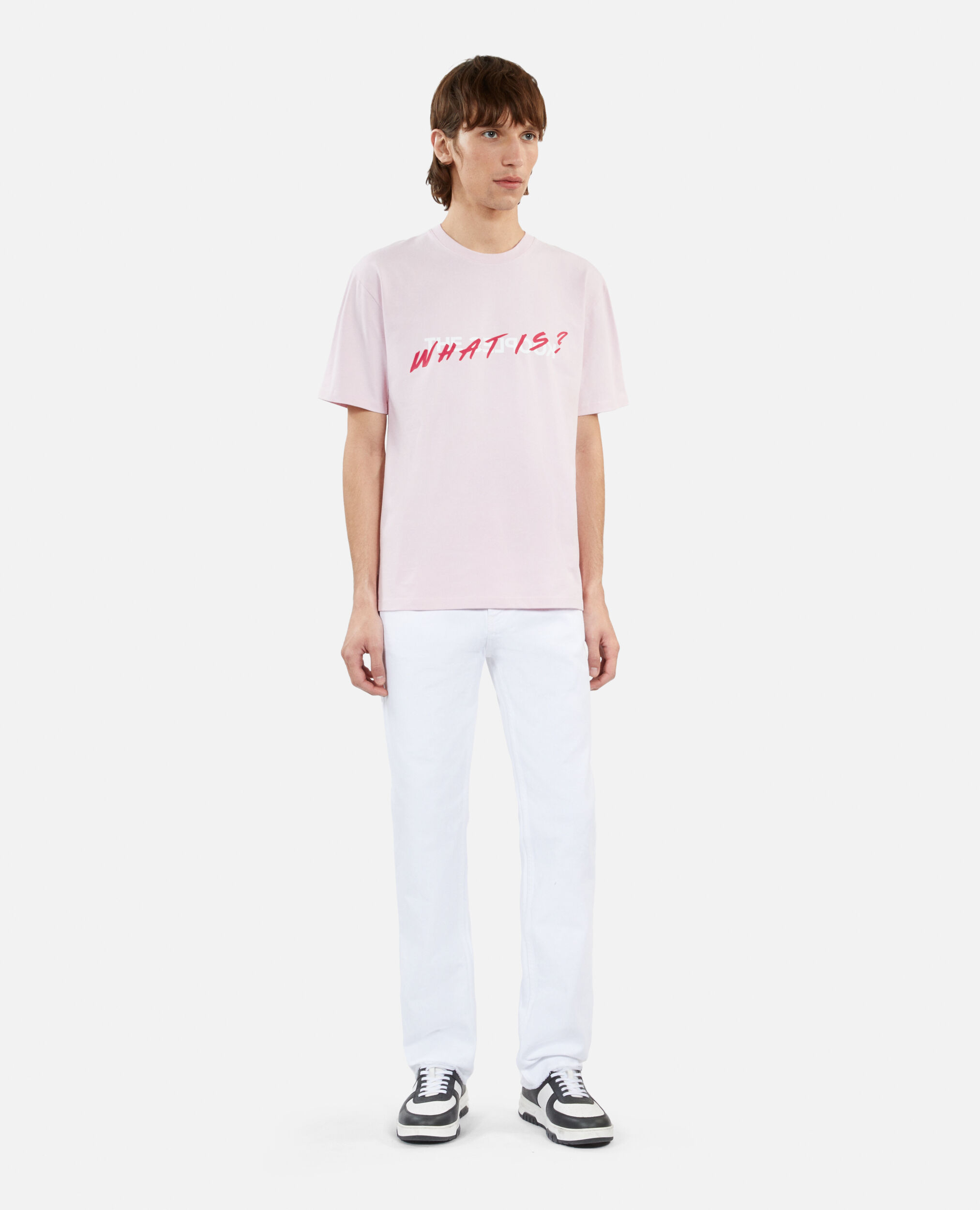 Rosa T-Shirt Herren mit „What is“-Schriftzug, PALE PINK, hi-res image number null