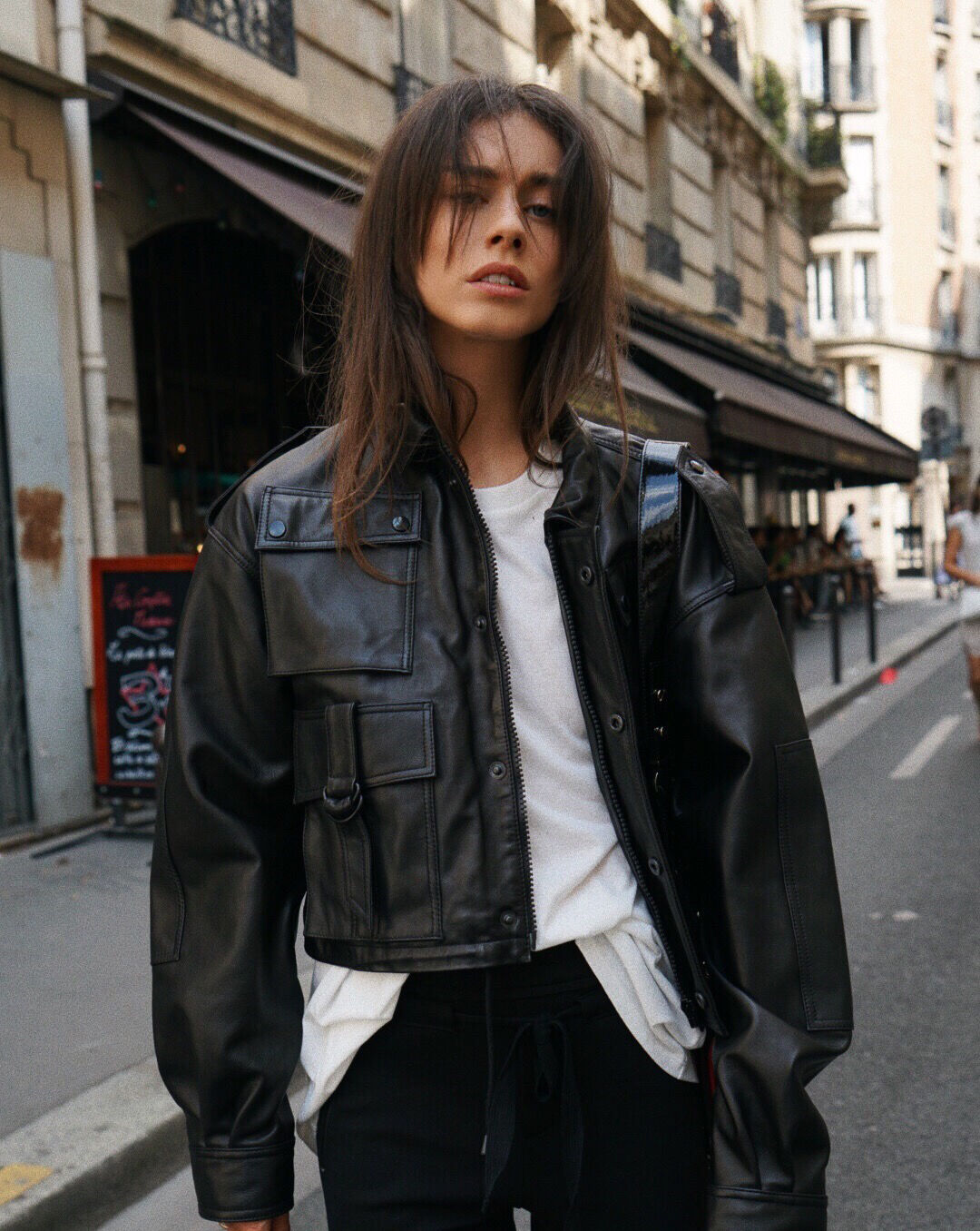 Light black leather jacket